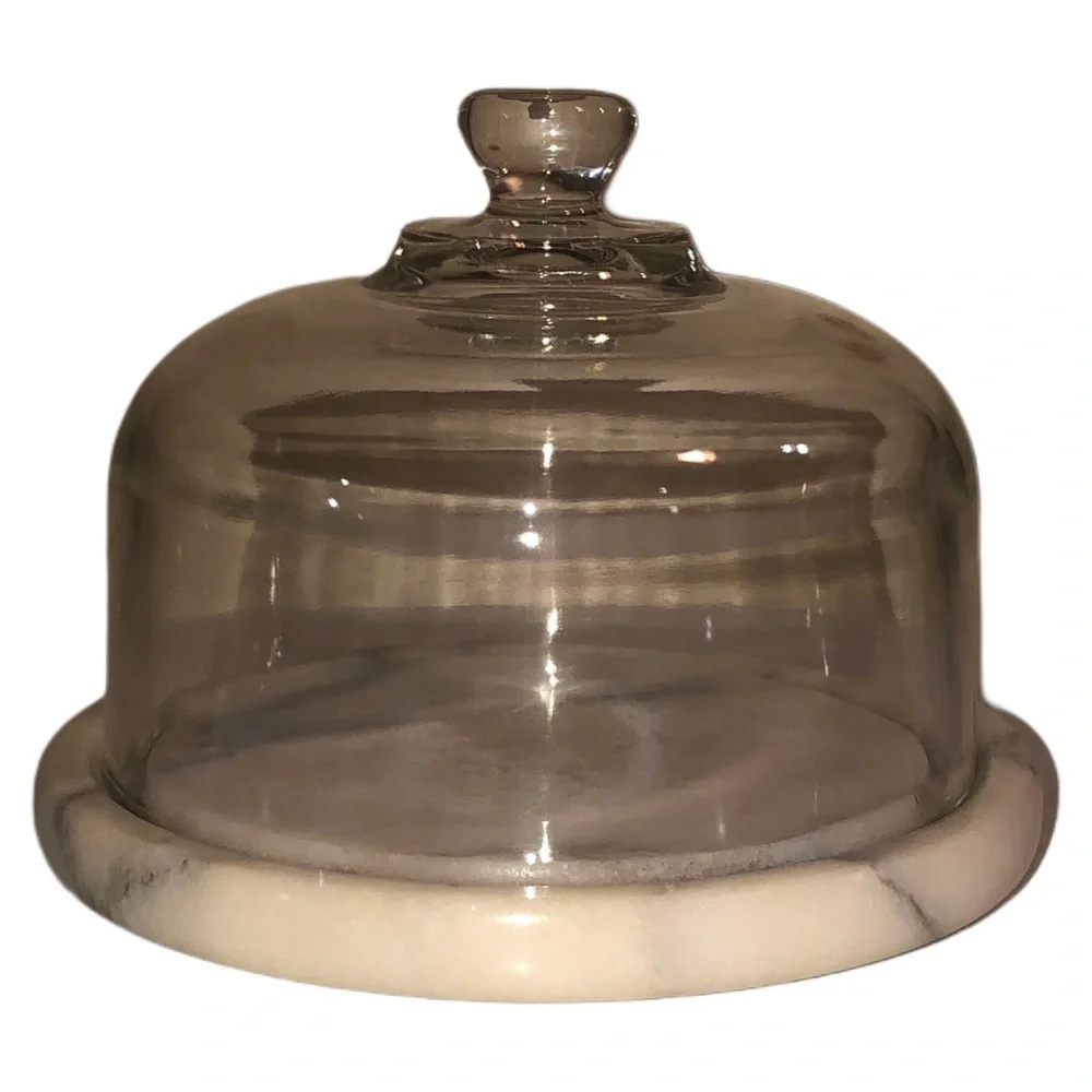 Marble Cheese Board W/ Tempered Glass Dome - Picture 1 of 9